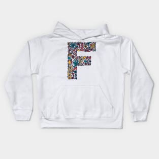 Tropical Letter F Kids Hoodie